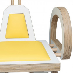 Zoom chaise ELENA design et tendance en bois, blanc/jaune
