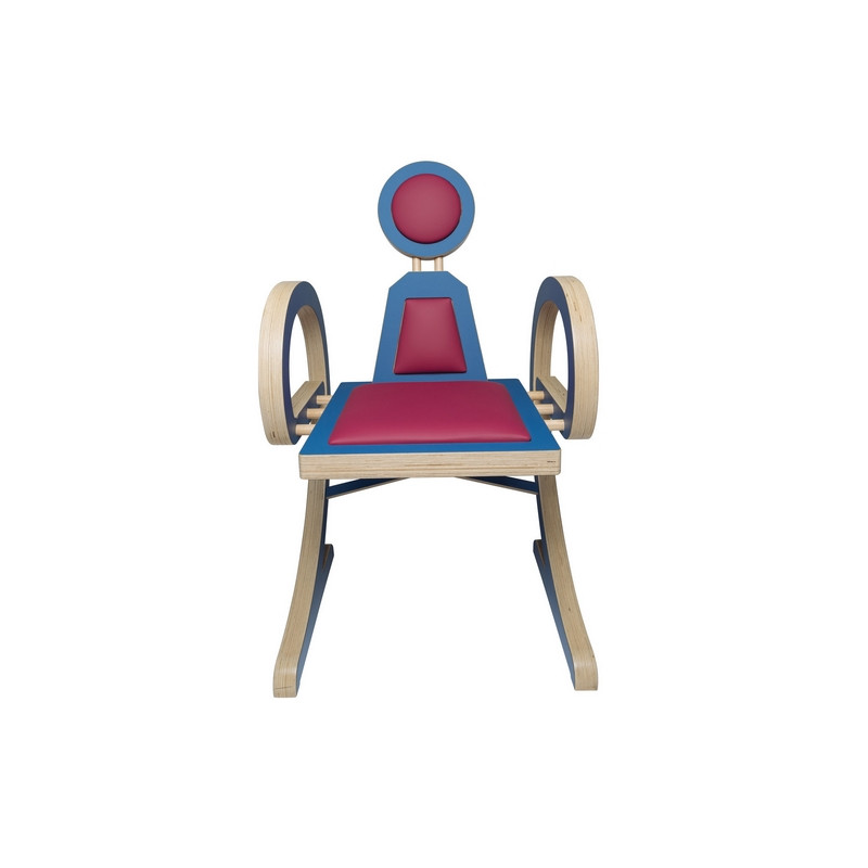Chaise ELENA design et tendance en bois, bleu/fuchsia