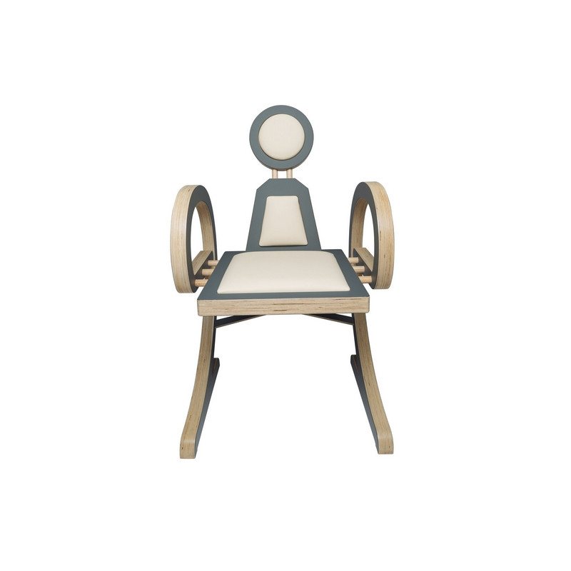 Chaise ELENA design et tendance en bois, gris/beige