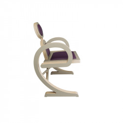 Profil chaise ELENA design et tendance en bois, taupe/violet de profil