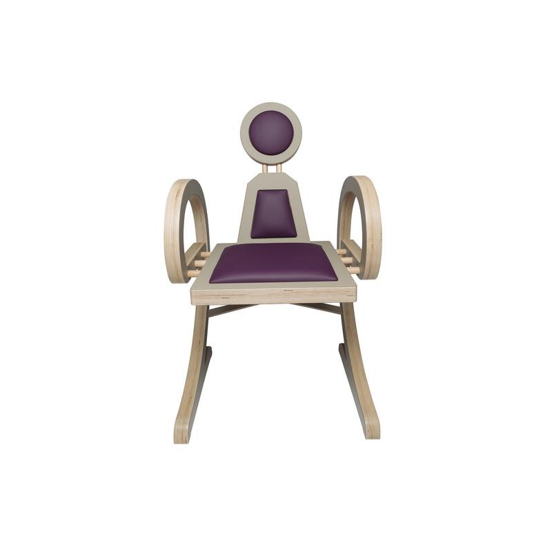 Chaise ELENA design et tendance en bois, taupe/violet