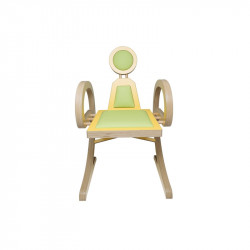 Chaise ELENA design et tendance en bois, jaune/vert