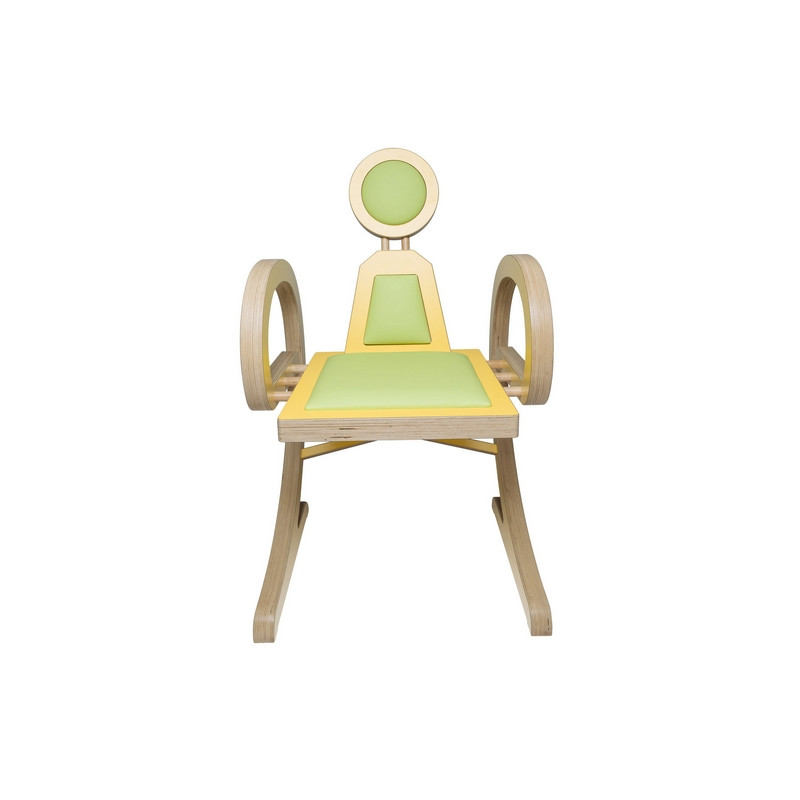 Chaise ELENA design et tendance en bois, jaune/vert