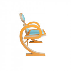 Chaise ELENA design et tendance en bois, orange/turquoise de profil