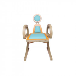 Chaise ELENA design et tendance en bois, orange/turquoise