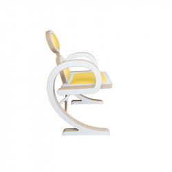 Profil chaise ELENA design et tendance, en bois blanc/jaune, de profil
