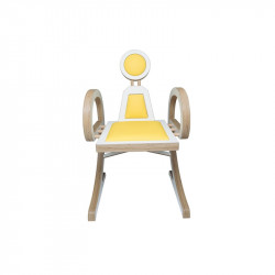 Chaise ELENA design et tendance en bois, blanc/jaune