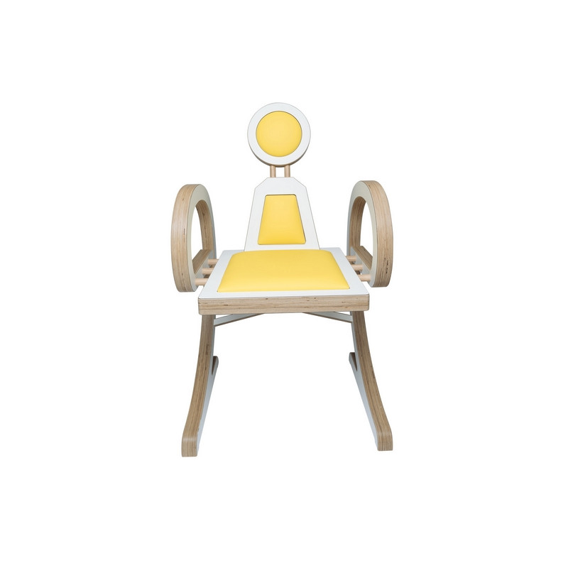 Chaise ELENA design et tendance en bois, blanc/jaune