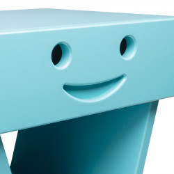 Zoom table de chevet sourire pour enfant, couleur cyan