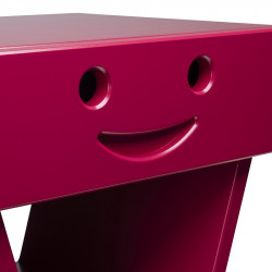 Zoom table de chevet sourire pour enfant, couleur bordeau
