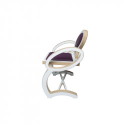 Profil chaise NOELA en bois design, couleur blanc/violet