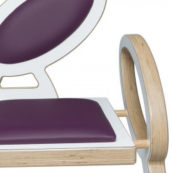 Zoom chaise NOELA en bois design, couleur blanc/violet