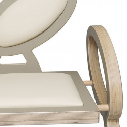 Zoom chaise NOELA en bois design, couleur taupe/beige