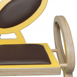 Zoom chaise NOELA en bois design, couleur jaune/marron