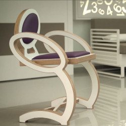 Chaise NOELA en bois design, couleur blanc/violet
