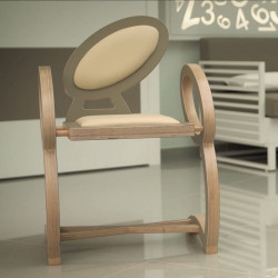 Chaise NOELA en bois design, couleur taupe/beige