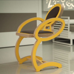 Chaise NOELA en bois design, couleur jaune/marron