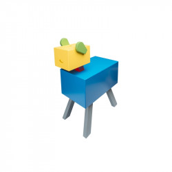 Table de chevet CABOTINE originale et atypique pour enfant, couleur bleu/jaune