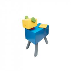 Table de chevet CABOTINE originale et atypique pour enfant, couleur bleu/jaune