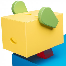 Tête table de chevet CABOTINE originale et atypique pour enfant, couleur bleu/jaune