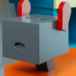 Tête table de chevet CABOTINE originale et atypique pour enfant, couleur orange/gris foncé
