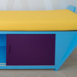 Rangement de la banquette originale "tout en un" pour chambre enfant ou salle de jeux