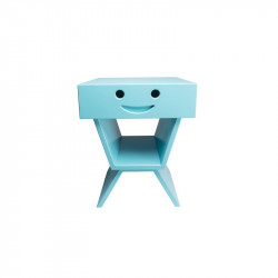 Table de chevet sourire pour enfant, couleur cyan