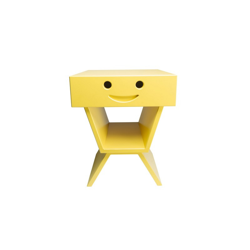 Table de chevet sourire pour enfant, couleur jaune