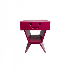 Table de chevet sourire pour enfant, couleur bordeau