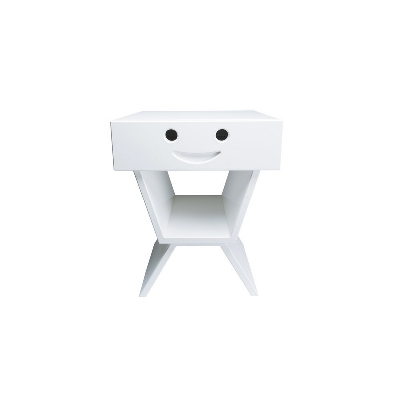 Table de chevet sourire pour enfant, couleur blanc