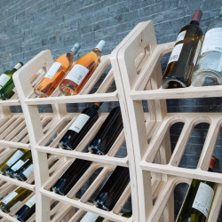 Grand présentoir à vins "courbe" en bois, capacité 36 bouteilles