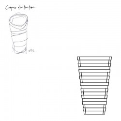 Croquis d'intention meuble d'appoint cône design, fonctionnel et élégant