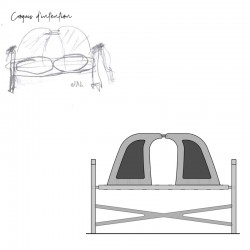 Croquis d'intention banc 2 places, orignal, solide et élégant