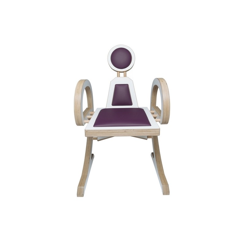 Chaise ELENA design et tendance en bois, blanc/violet