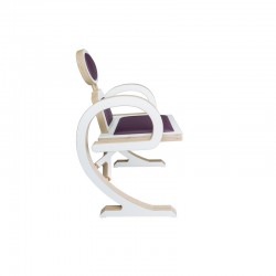 Profil chaise ELENA design et tendance en bois, blanc/violet de profil