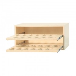 Casier rangement à vins modulable en bois multipli bouleau, 2 tablettes télescopiques à sortie totale, capacité de 24 bouteilles