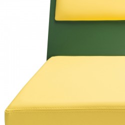 Zoom assise banquette originale et design, couleur vert/jaune
