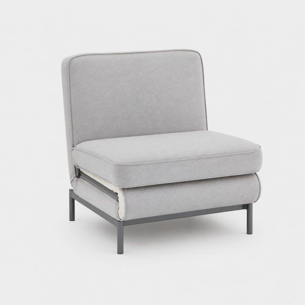 Banquette clic-clac 1 place compacte en tissu gris clair