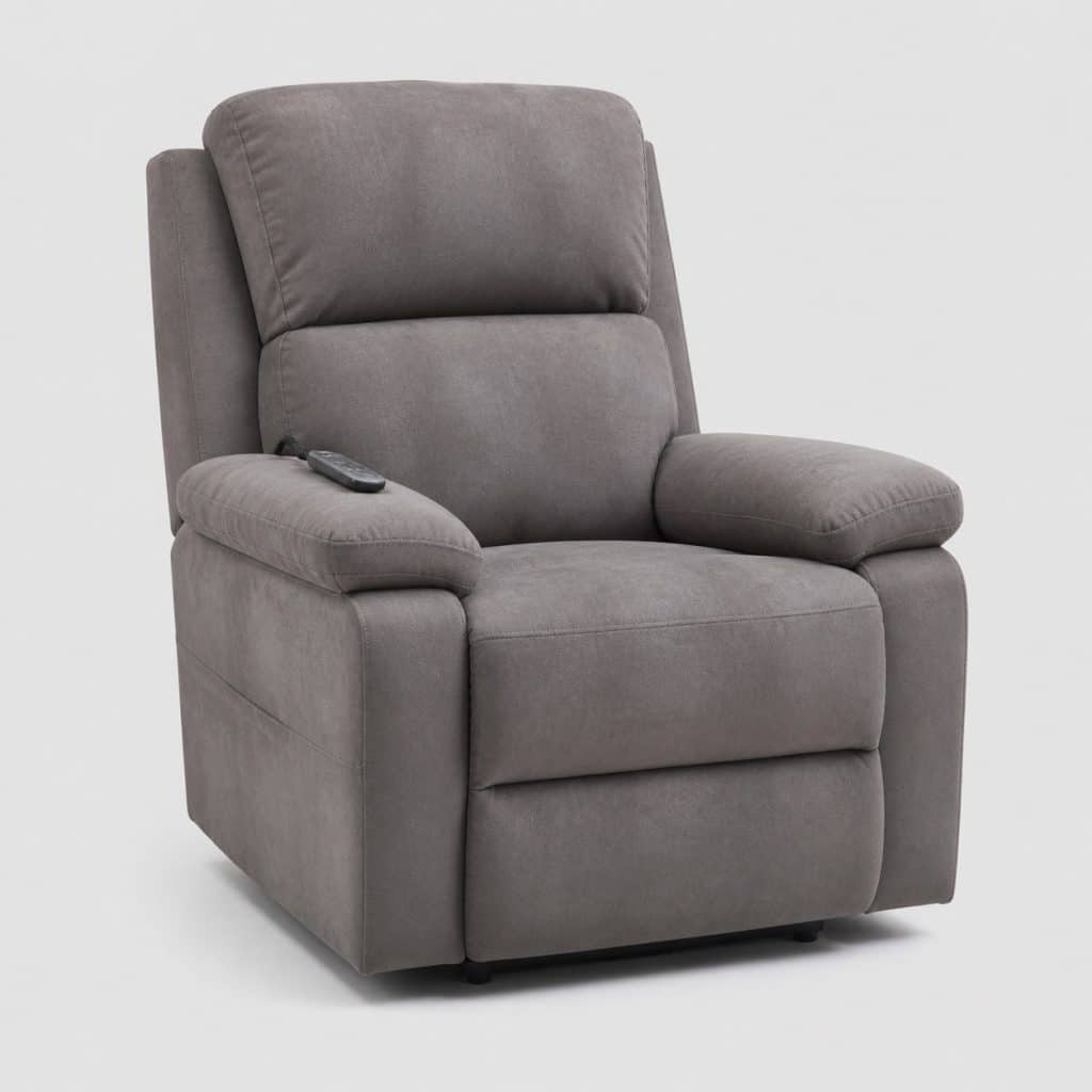 Fauteuil relax électrique en microfibre grise avec repose-pieds intégré