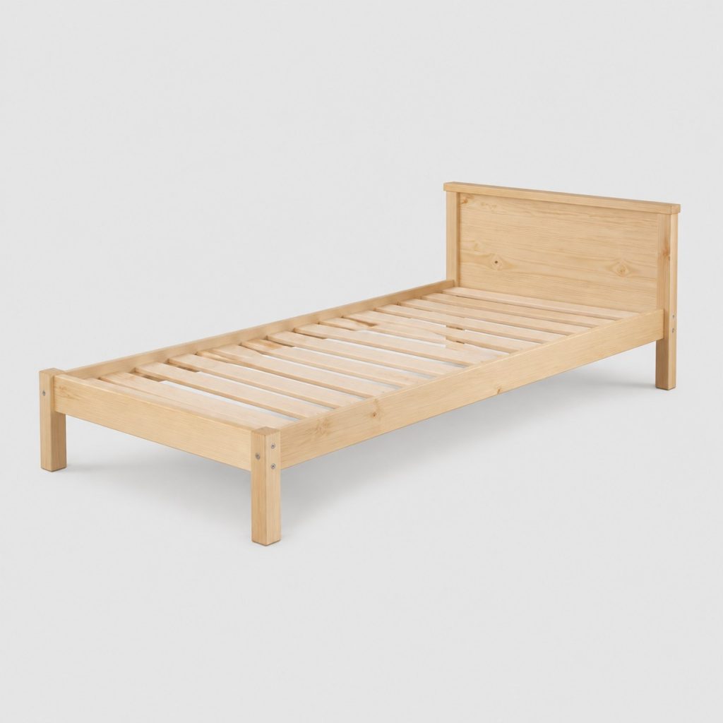 Lit enfant 90 x 190 cm en bois de pin naturel avec sommier à lattes