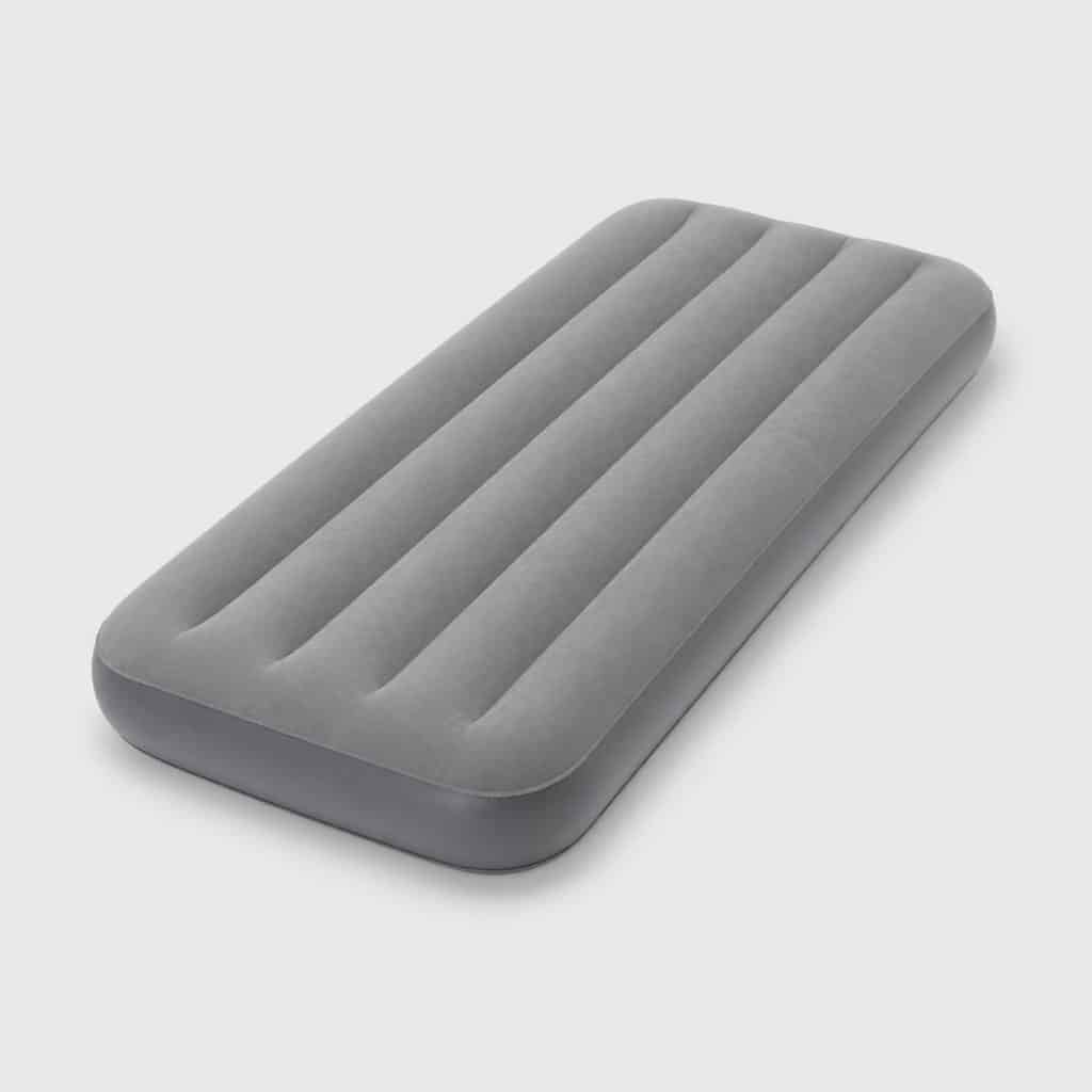 Matelas gonflable 1 personne gris à surface velours flocké