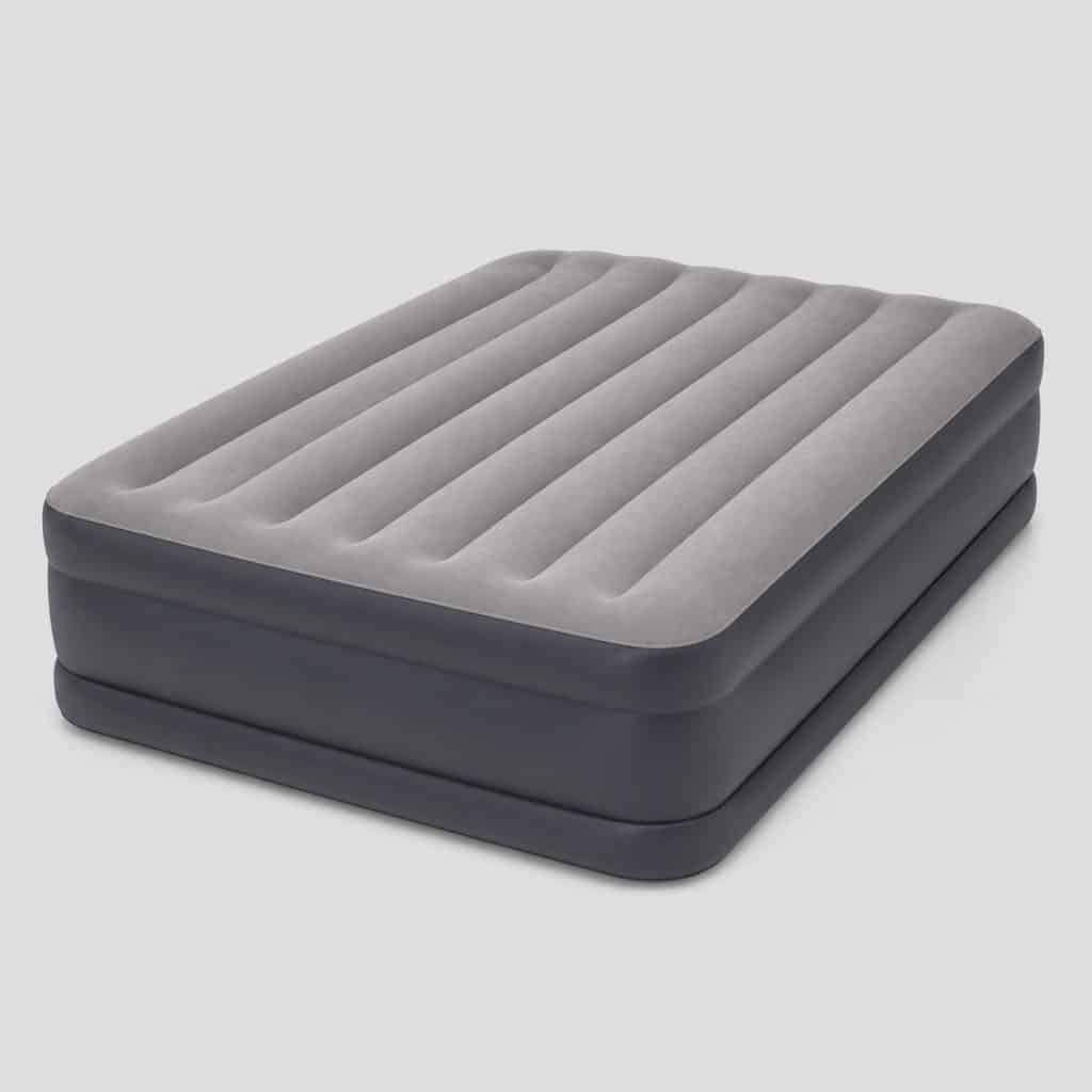 Matelas gonflable gris de grande hauteur à surface velours épaisse