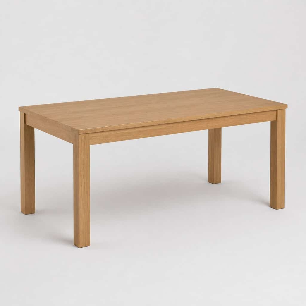 Table à manger en bois chêne clair au veinage apparent
