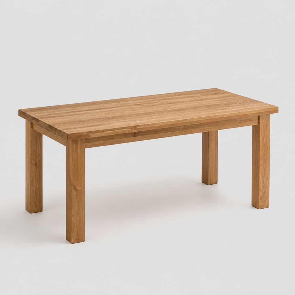 Table à manger en chêne massif au plateau épais et veiné
