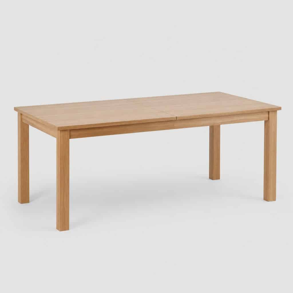 Table à manger extensible en bois chêne clair, plateau replié