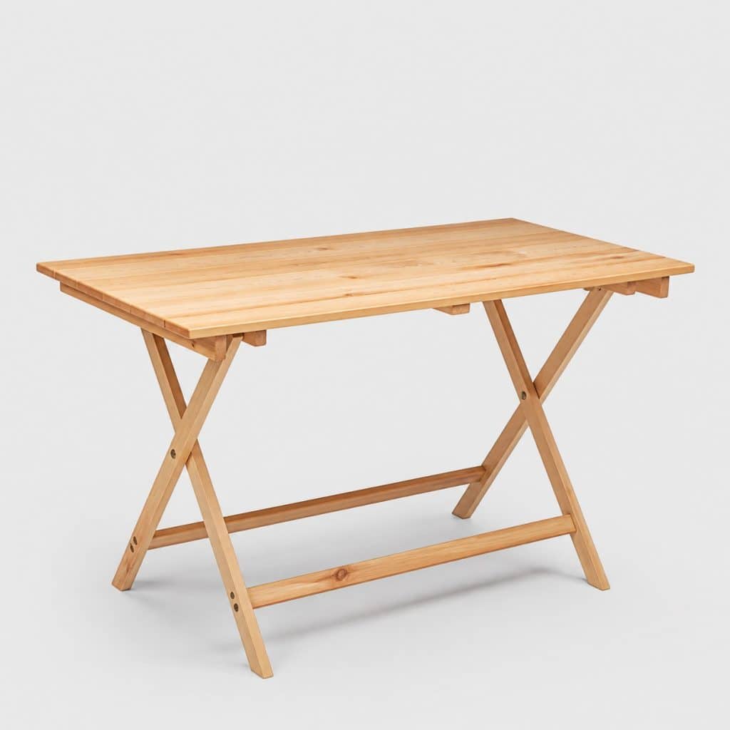 Table pliante à plateau en bois massif clair, format pique-nique
