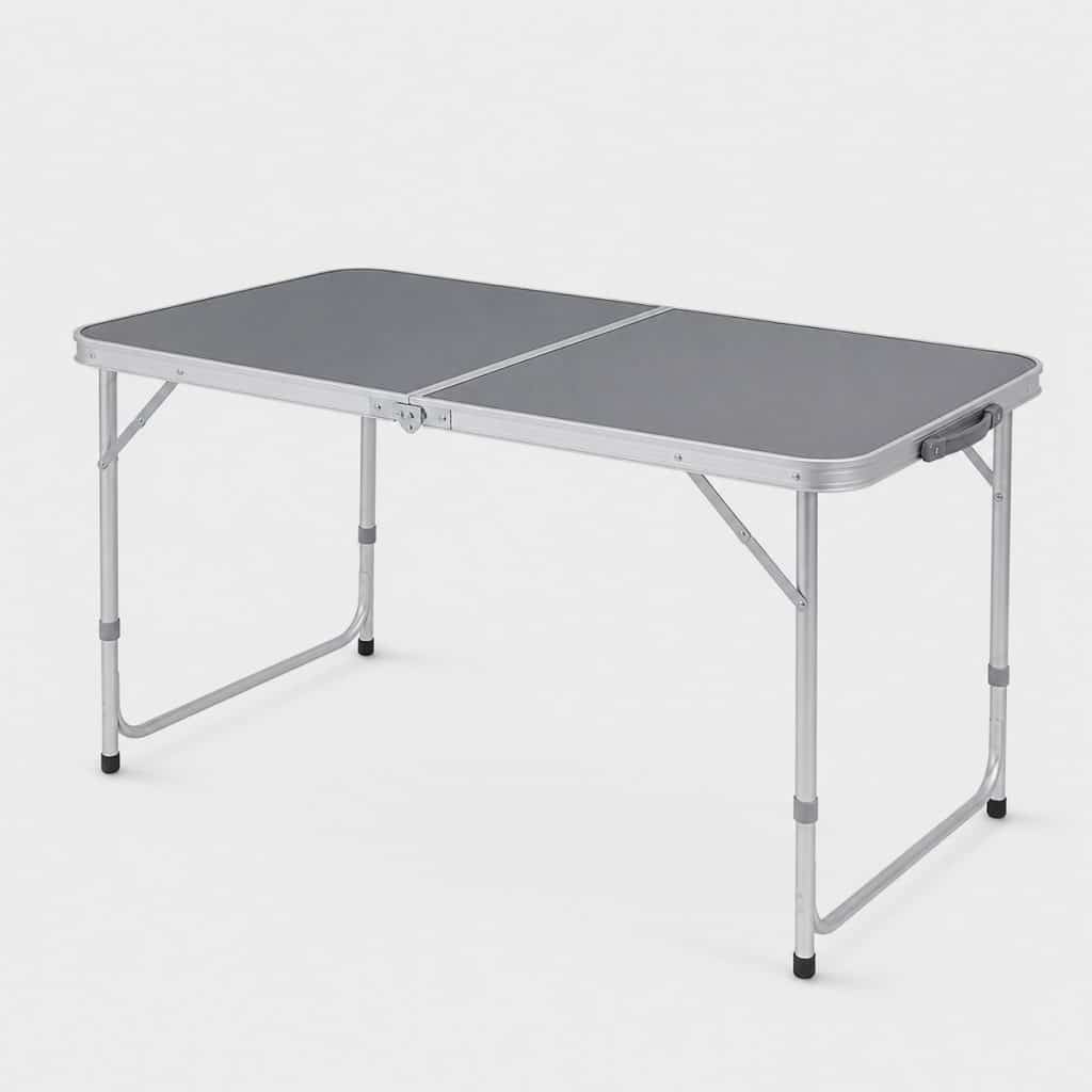 Table pliante de camping en aluminium gris, format 4 personnes
