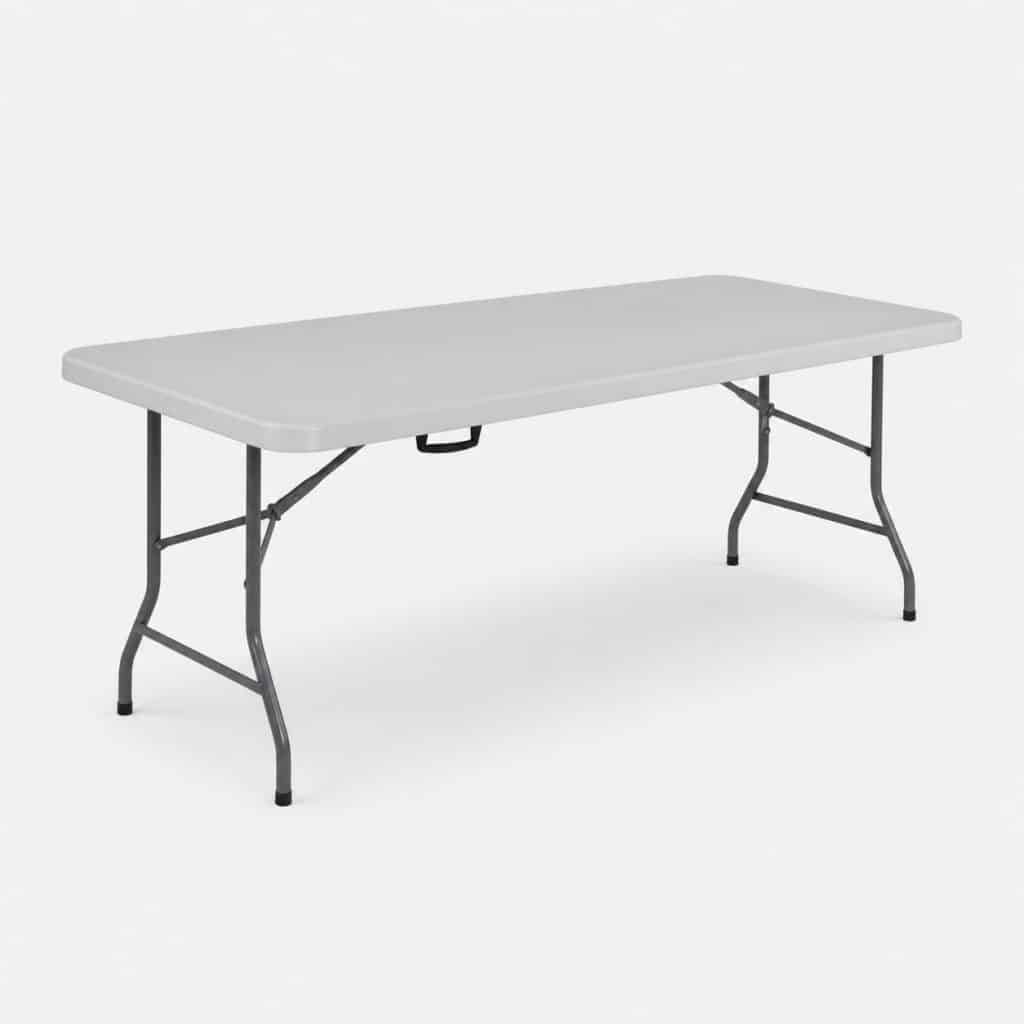 Table pliante de jardin à plateau HDPE gris et pieds acier